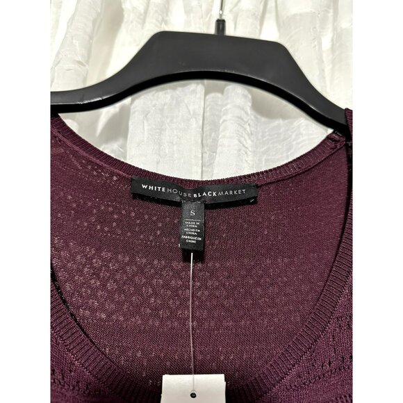 NWT White House Black Market Crochet Fringe Hem Burgundy Tank Top Size Small - Picture 4 of 9
